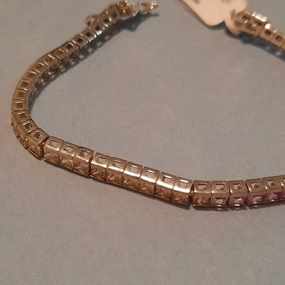 Sterling Silver multi color CZ tennis bracelet - Picture 4 of 6